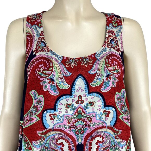 Bila Top Size Medium Double Layered Tank Chic Sleeveless Paisley Floral Print - Picture 5 of 7